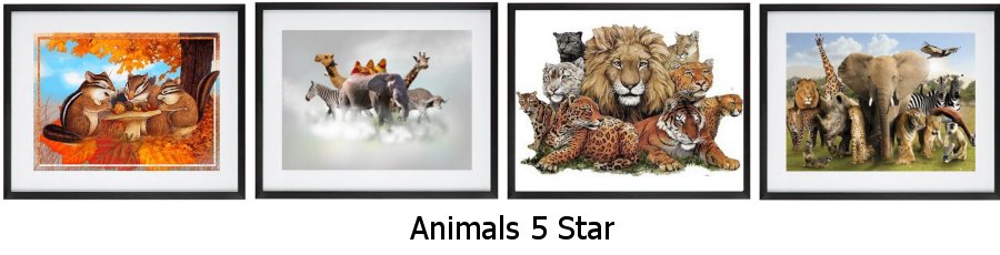 Animals 5 Star Framed Prints
